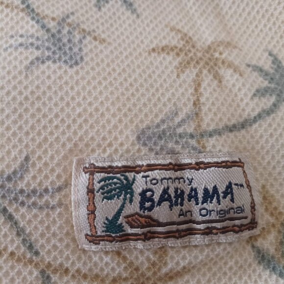 Tommy Bahama Men’s Polo Shirt L Vintage 100% Cotton Palm Tree Print Beige Macau - Picture 3 of 6